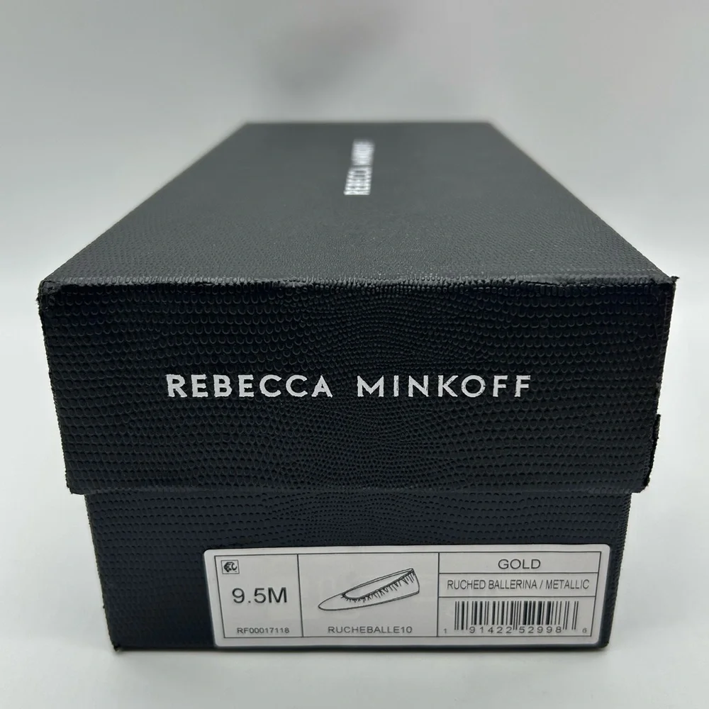 Rebecca Minkoff Ruched Gold Metallic Women's Ballet Flats Size 9.5 NEW With Box